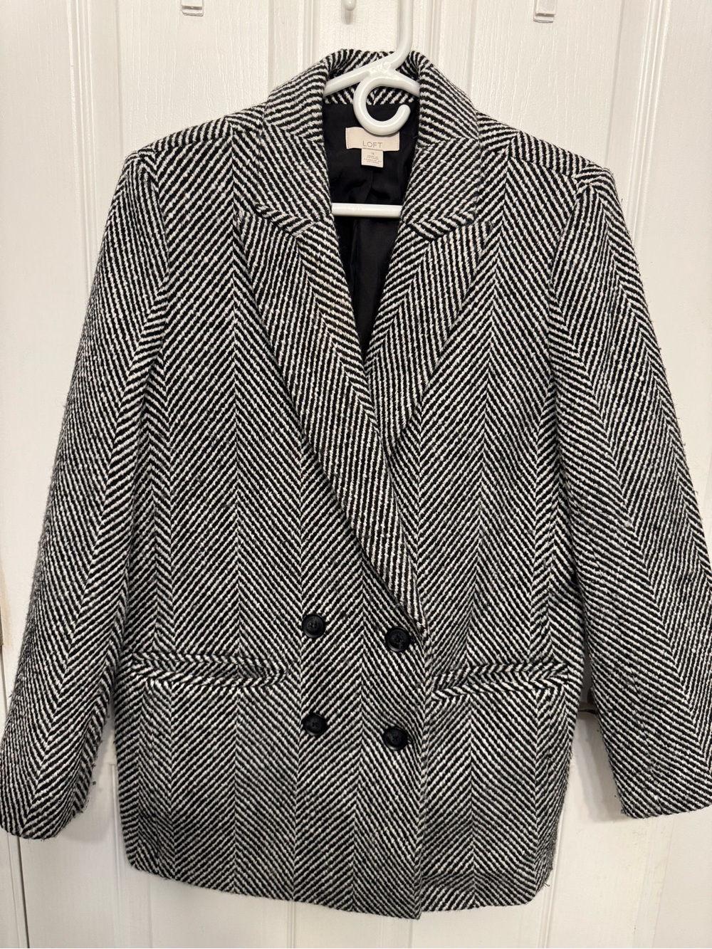 Black and white double breasted car coat size 12-14